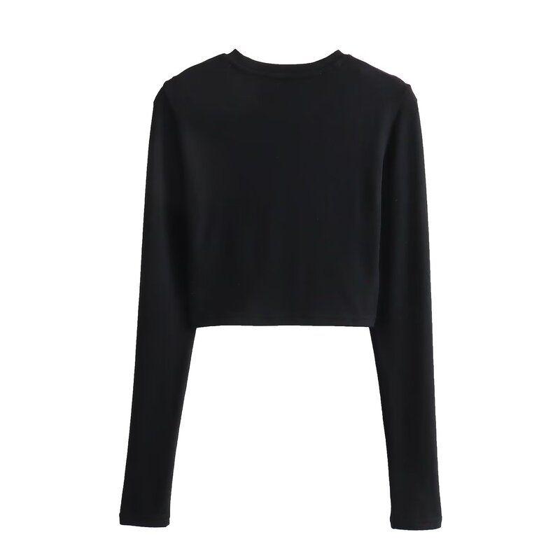 Fashion Style Fall and Winter New Arrival Women's Clothing Slim Looking Easiest for Match Cotton and Modal Blended Short T-shirt 3641816 251