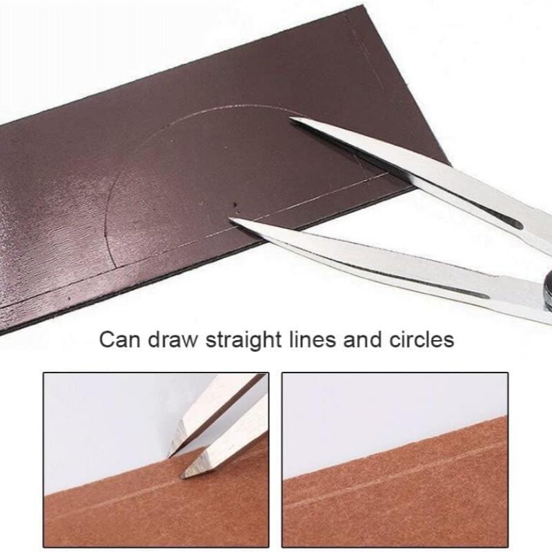 Adjustable Leather Compass Lockable Carbon Steel Divider Wing Creaser DIY Leathercraft Projects-Rotating Scratch Gauge Tool