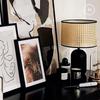 Homlly Rattan Japandi Black Base Table Lamp