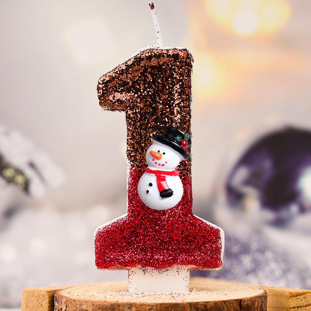Christmas Cake Decoration Snowman Birthday Number Red Candle Merry Xmas Top for Cake New Year Party Supplies
