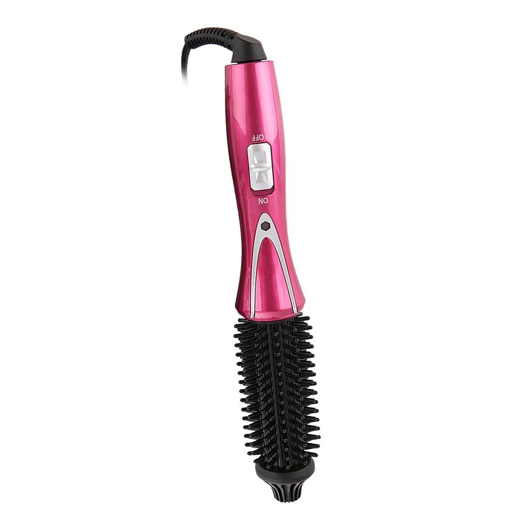 Foldable Heated Curling Brush Ceramic Glaze Coating Thermal Brush 30W Anti Scald Wine Red EU Plug 100 240V