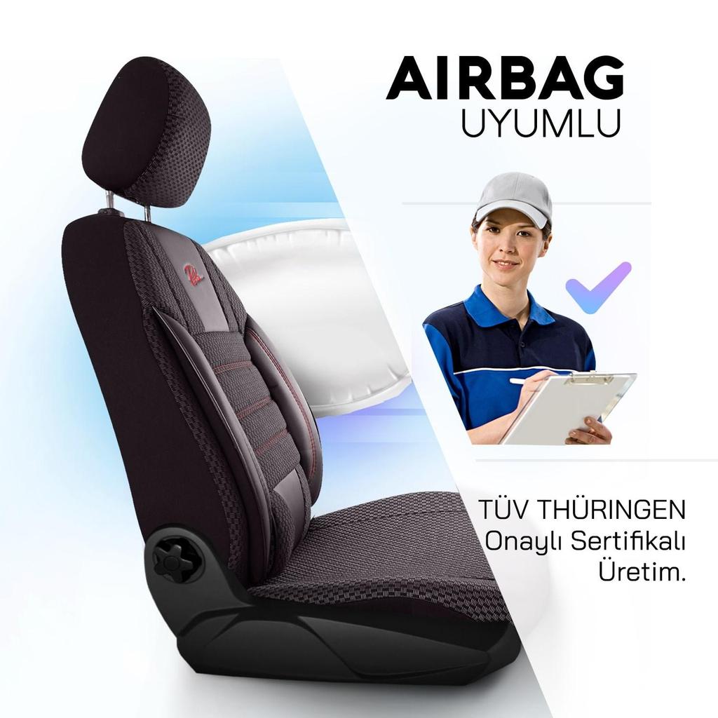 COMFORT SERIES WOVEN FABRIC CAR SEAT COVER Black Red