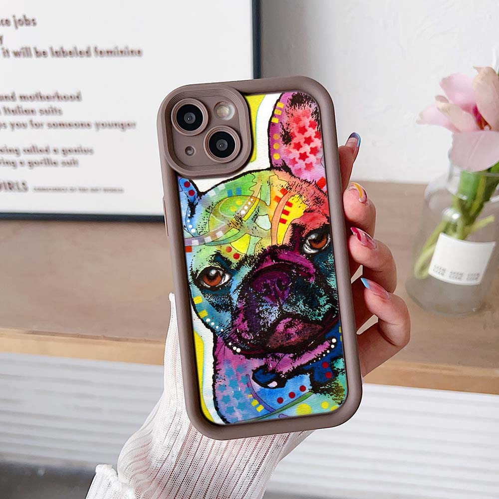 Sky Eye Ladder Phone Case for iPhone 15 14 13 12 11 Pro Max Samsung A15 A25 A24 A54 A14 Huawei Honor 90 Angel Eye Soft Cover A44 French Bulldog Dog