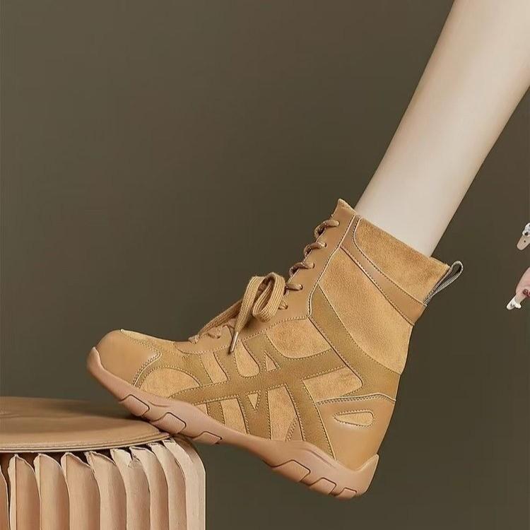 Thick-soled inner height increased by 12 cm Martin boots women's 2025 autumn new small retro racing shoes western boots