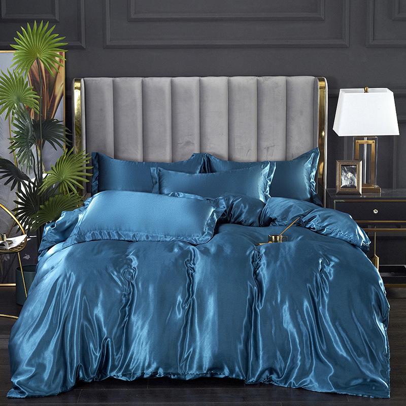 Luxury Silk Satin Bedding Set King Queen Size Bed Cover Flat Sheet Pillowcase for Sleep Home Decro Mulberry Silk Bed Sets