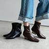 Autumn and Winter Women's Fashion Boots Round Head Versatile Leather Short Boots Women's New Rear Zipper Middle Heel Fashion Boots Women
