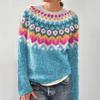 Europäischer & Amerikanischer Damen Lockerer Farbblock Rundhals Mode Pullover
