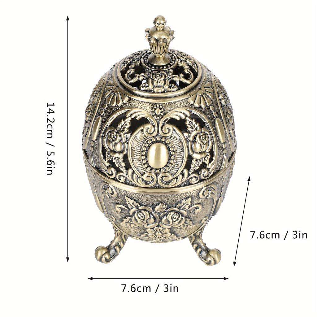 Vintage Incense Burner Holder Zinc Alloy Ornament Table Decoration Metal Craft Gift for Home Bedroom Office