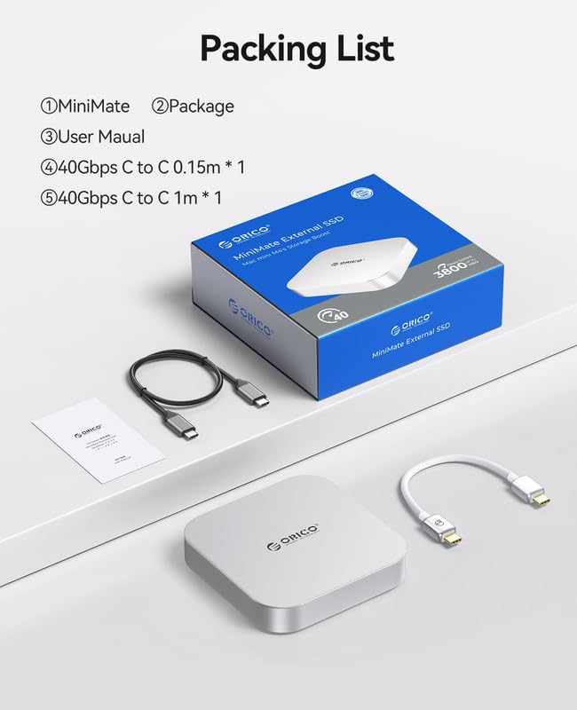 ORICO Minimate 512 GB External Mac Mini M4 USB Gen Portable Solid State Minimate M4 SSD, (10Gbps), 3.2 22 (20Gbps), Drive,