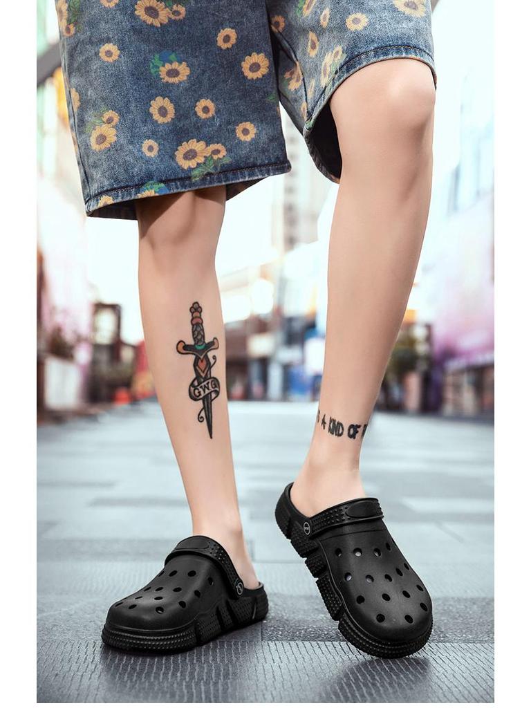 Men's Hole Shoes Sandals: Plus Size Outdoor Slippers for Travel and Beach.