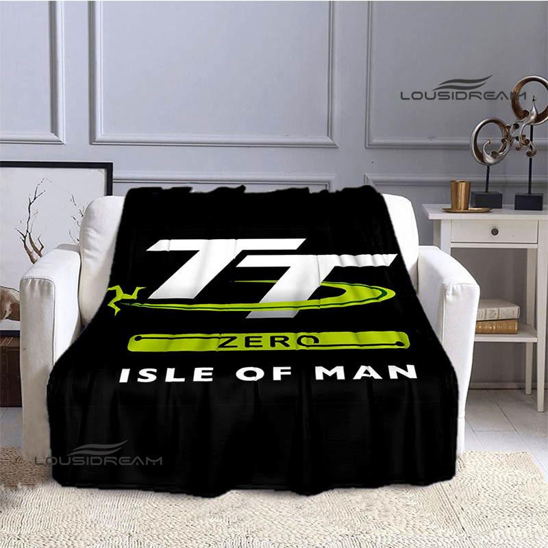 Motorcycle Isle of Man Tt Printed Blankets Flannel Warm Blanket Soft Cozy Blanket Travel Blankets Bed Linings Birthday Gift
