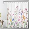 Rustic Floral Black Cat Shower Curtain with Hooks,Botanical Wildflower Butterfly Shower Curtain for Bathroom,Flower Plant Fabric