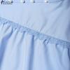 ZANZEA Women Elegant Casual Stand Collar Solid Color Loose Short Sleeve Dress