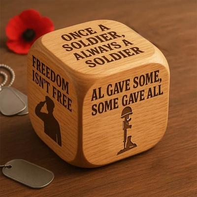 Veteran's Day Dice Handmade Wooden 6 Sides Decision Dice Veterans Souvenirs Appreciation Gifts for Patriotic Party Decoration