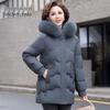 Snow Flying Women's Winter Mid-Length Hooded Down Jacket with Fur Collar