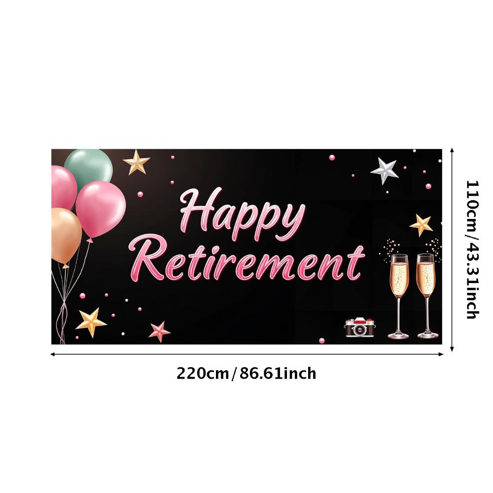 Happy Retirement Banner Balloons Retirement Theme Party Celebration Decoration Backdrop Photography Background Prop Wall Poster
