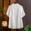 Camisa Branca de Seda Jacquard Estilo Chinês para Mulheres No Novo Verão Feminino Estilo Tendência Nacional Fivela Retrô Top de Seda de Amoreira para Mulheres