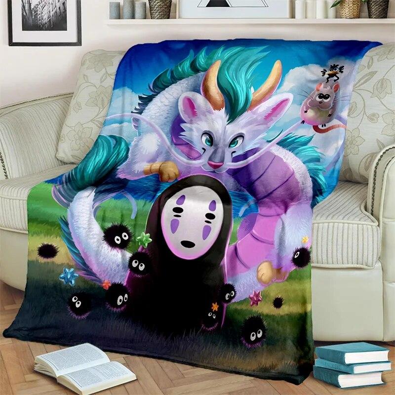 Spirited Away 3D-Cartoon-Anime-HD-Decke, weiche Überwurfdecke für Zuhause, Schlafzimmer, Bett, Sofa, Picknick, Reisen, Büro, Decke für Kinder