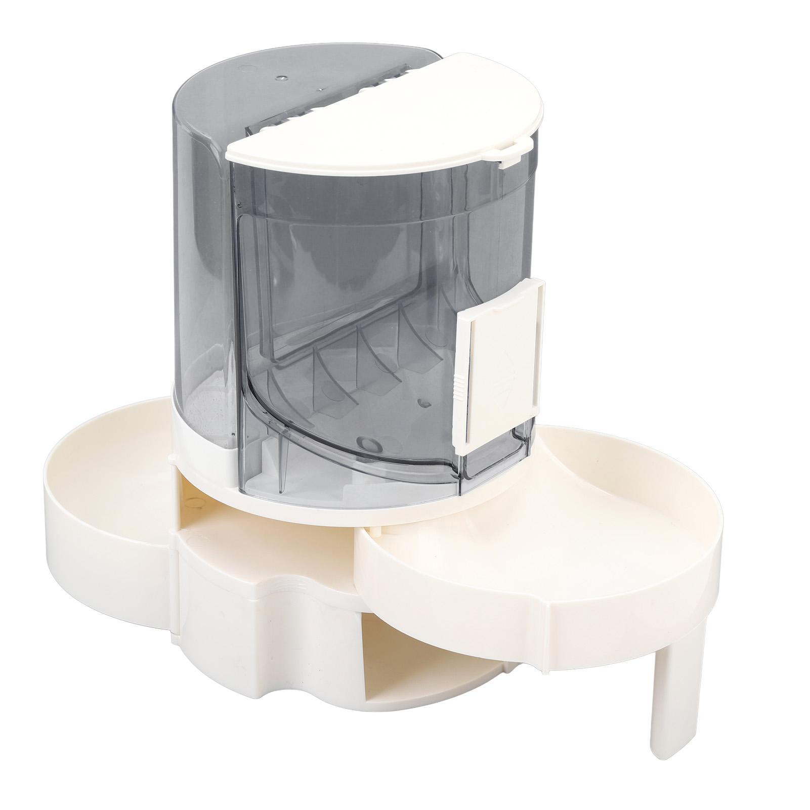 

Automatic Cat Dog Feeder Double Layer Dry Wet Separate Rotating Storage Pet Water Dispenser for Small Medium Pets Grey серый