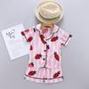 Kids Pajamas Girls Boys Sleepwear Nightwear Baby Infant Clothes Strawberry Stripe Print Pajama Sets Cotton Children's Pyjamas