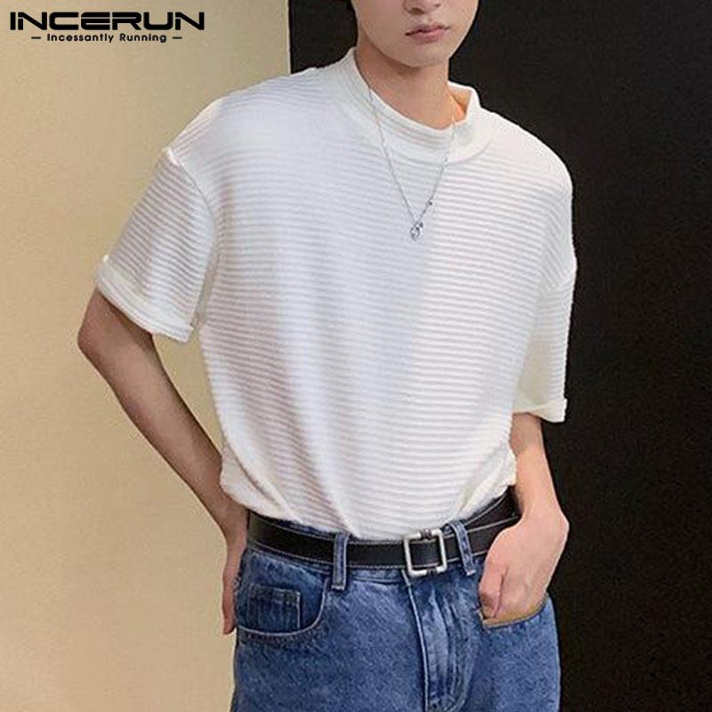 

INCERUN Летние мужские однотонные топы с короткими рукавами, футболки