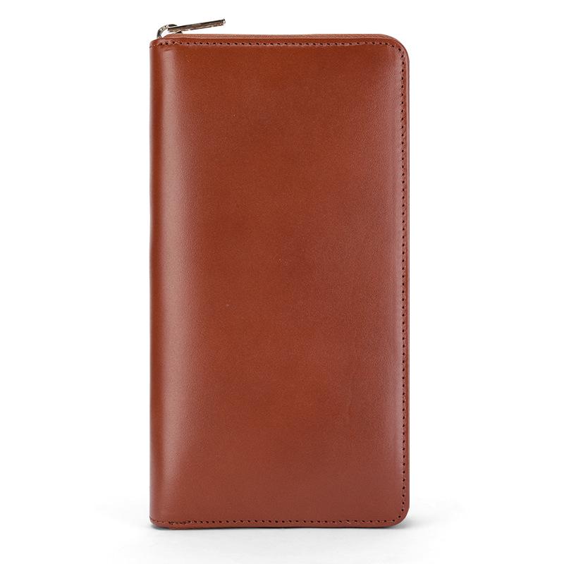 

Женский длинный кошелек-клатч из натуральной кожи - Большая вместимость, Множество отделений для карт, Растительного дубления оранжевый