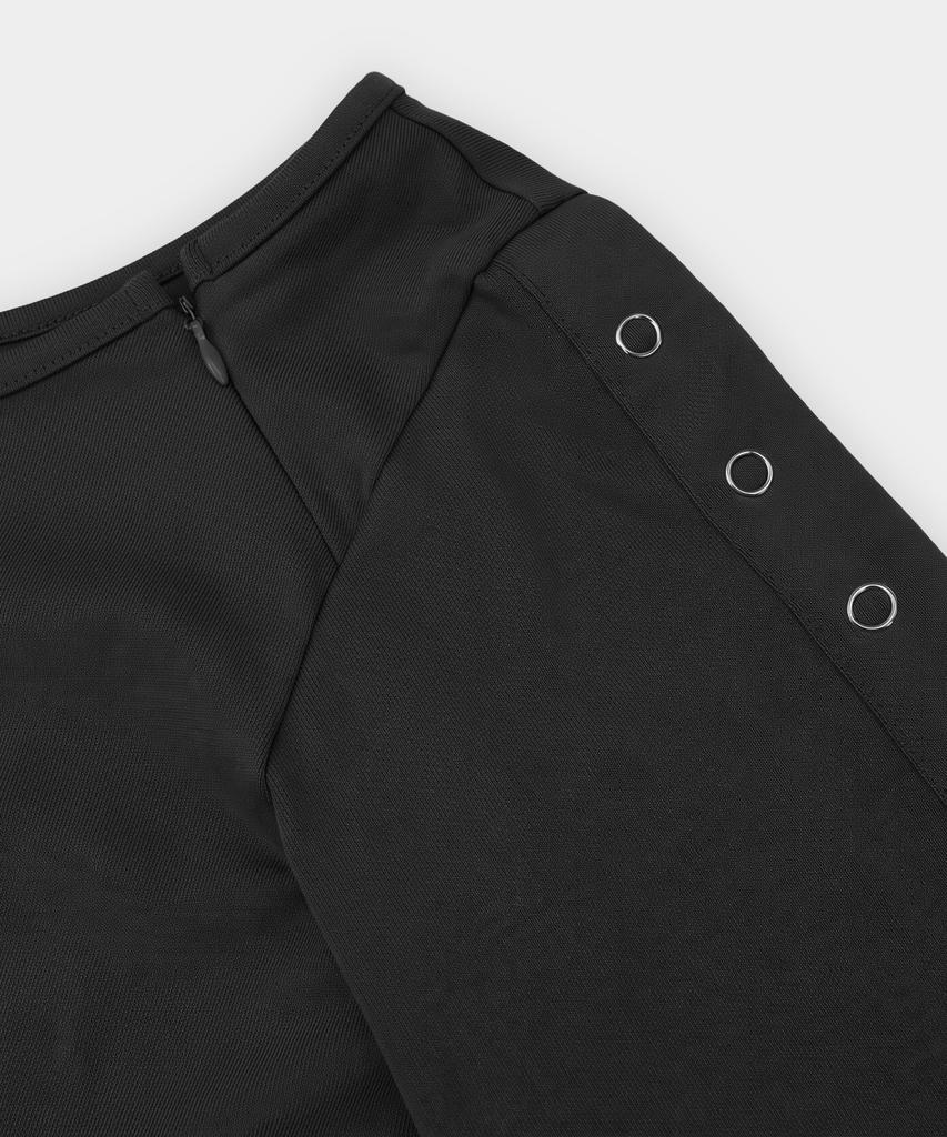 EUGGEN Open Slit Boat Neck Long Sleeve_Black