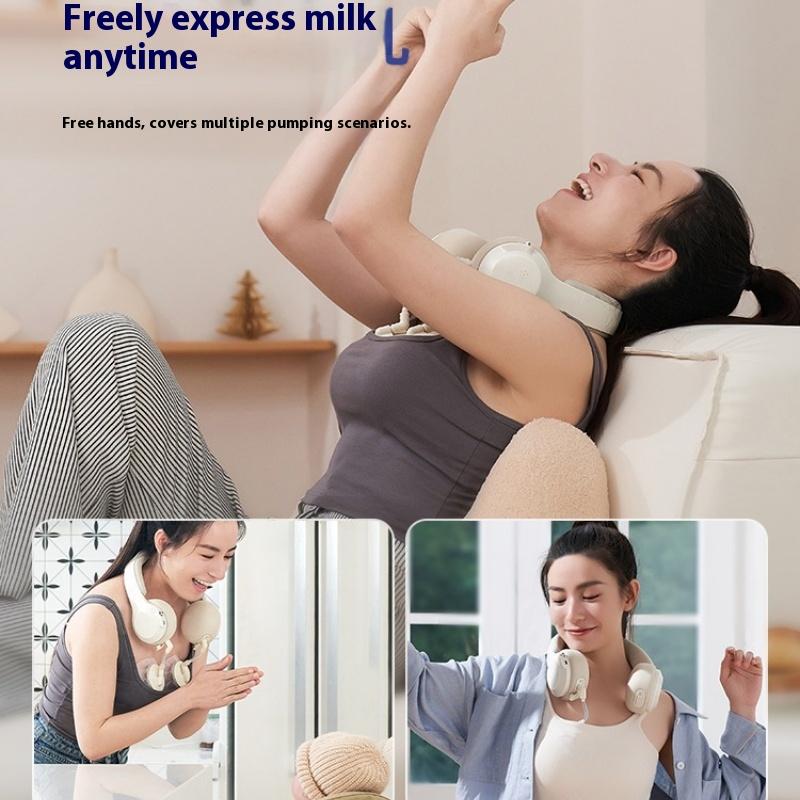 Hand-free Bilateral Electric Breast Pump Automatic Hot Compress Portable Neck Milker