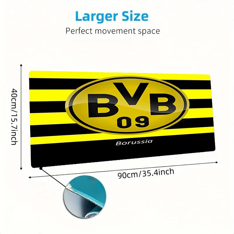 Poduszka z nadrukiem Borussia Dortmund Antypoślizgowa Mata pod mysz do laptopa/tabletu XXL Mata do gry na mini PC Z blokowaną krawędzią