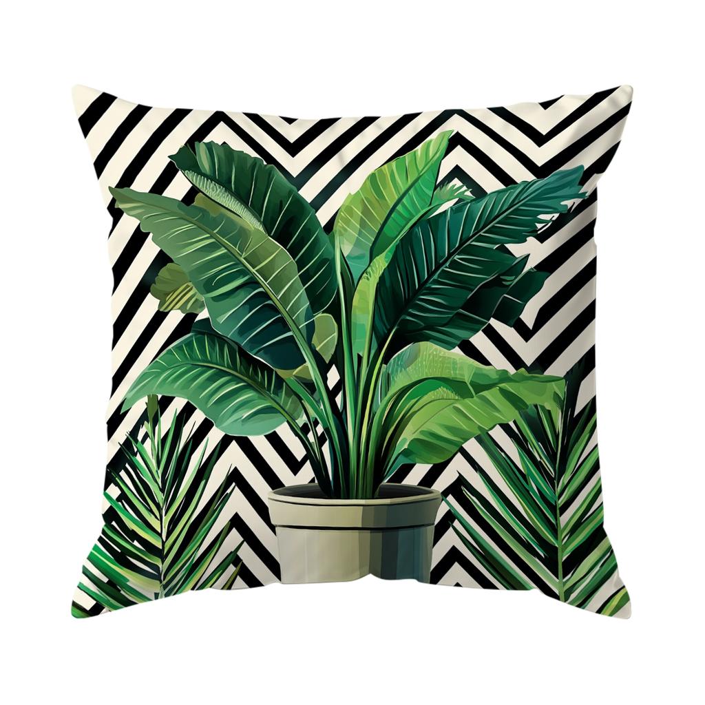 Pcs Tropical Plant Leaves Singlesided Printed Pillowcase Cushion Coversuitable For Living Roombedroomcar Decoration