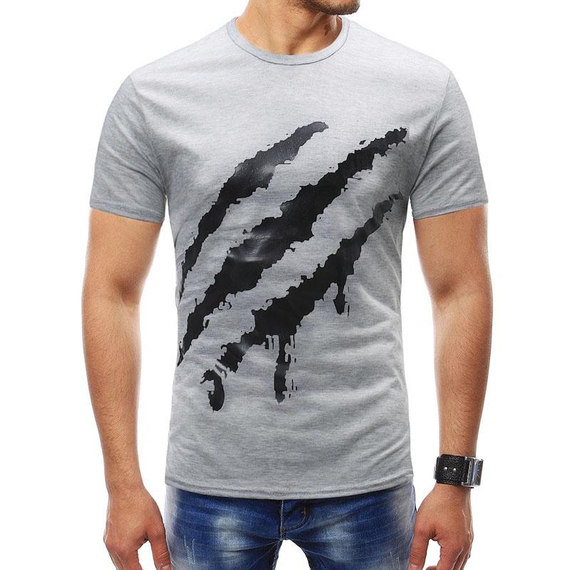 Hochwertiges Herren Sommer Marken Kurzarm Krallenflaggen Druck O-Ausschnitt Schlankes T-Shirt Tops Für Stilvollen Komfort