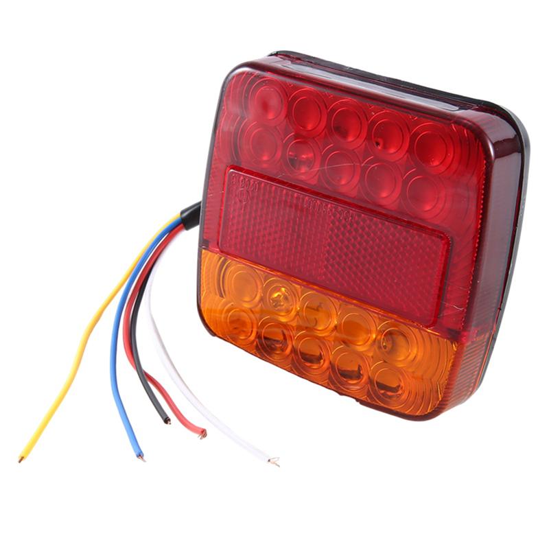 12V LED Square Lamp Two-Color Tail Lamp Universal Car Supplies Replacement Accessories Red Cover