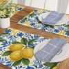 4pcs Dokriy Mediterranean Style Lemon Floral Print Dining Placemats, Vintage Artistic Fruit-Botanical Pattern Table Mats, Decorative Table Accents for