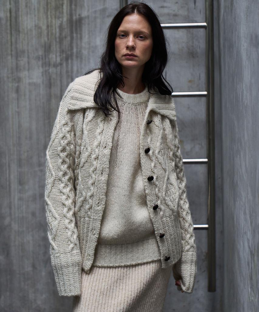 GRIDAJ Mohair Jacquard Round Neck Pullover