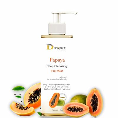 Drontika Wild & Pure Papaya Deep Cleanse Face Wash - Gentle Exfoliation & Refreshing Cleanser for Clear, Radiant Skin 100ml.