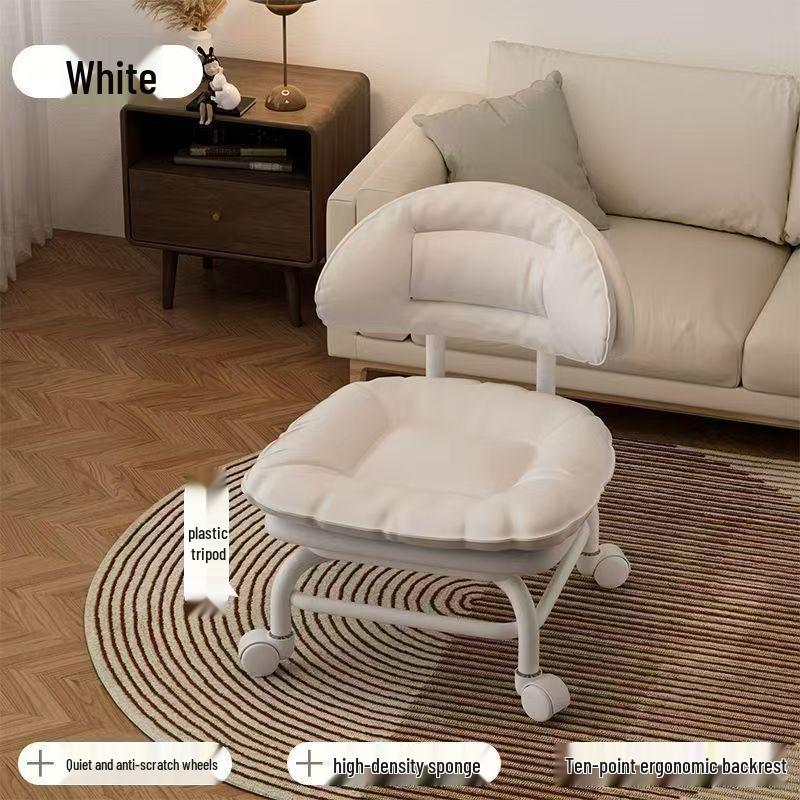 Multi-Functional Soft Padded Chair with Casters: Universal Sofa Chair, Small Stool, and Shoe Changing Seat.
