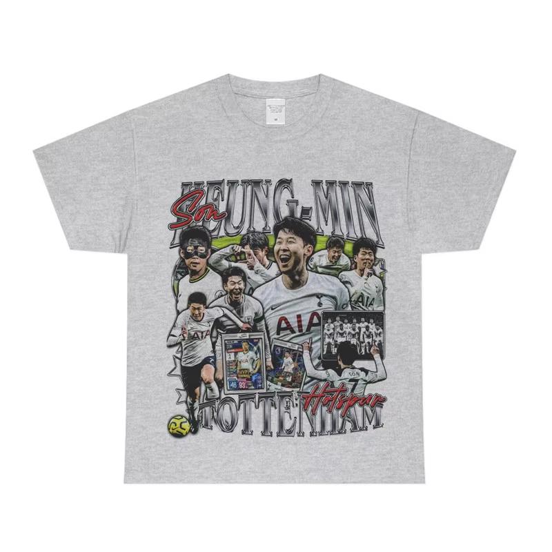 2025 Son Heung-Min Figur Print Kurzarm SON Heung-min T-Shirt Amerikanisch Vintage Vintage Baumwoll-T-Shirt Hohe Qualität Ins Y2k
