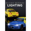 1/18 Nissan Skyline Ares GTR GT-R R34 Alloy Track Sports Car Model Diecast Metal Racing Car Vehicle Model Sound and Light Kids Toy Gift
