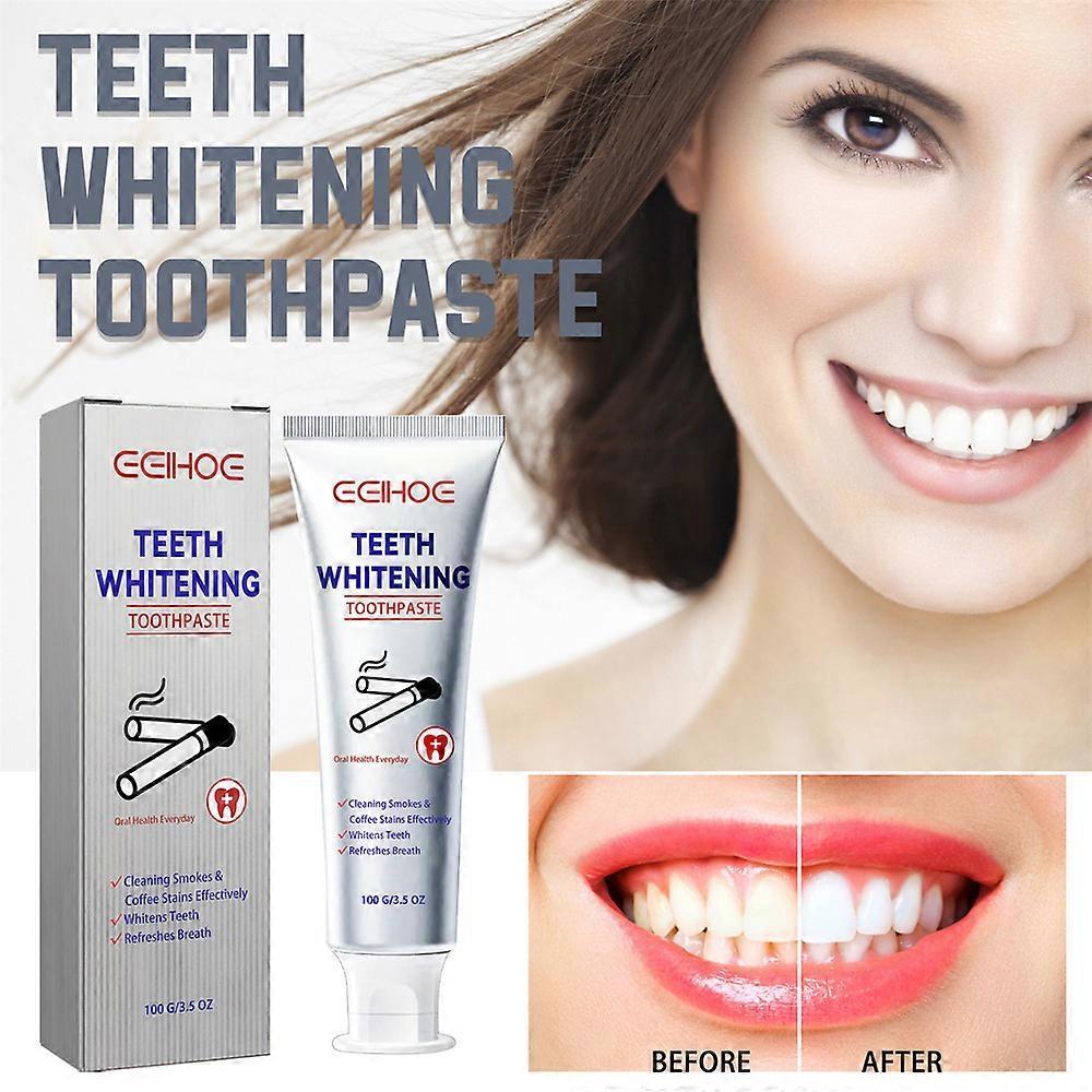 2pcs EELHOE Smoke Stain Removal White Toothpaste Yellow Tooth Stain Removal Mouth Odor Cleaning Teeth Dirt Cleaning Beautiful Teeth