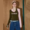 COOLHUT American Vintage Color-Block Cold Shoulder Slim Long-Sleeve Top