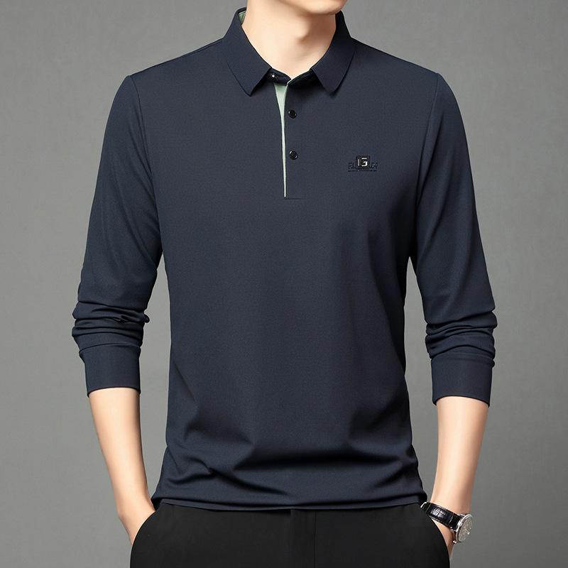 

Spring and Autumn Men s Polo Shirt Men s Long-sleeved High-end Lapel Casual Versatile Men s Clothing M