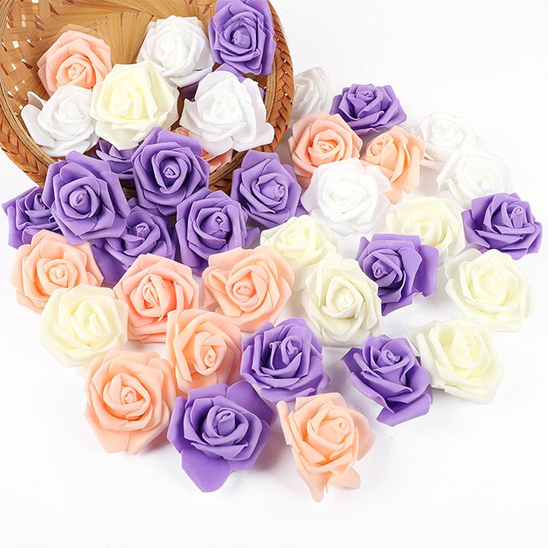 10-30pcs 6.5CM Rose Flower Head Artificial Foam Rose for Wedding Bride Bouquet Home Decoration Birthday Party DIY Gift Crafts