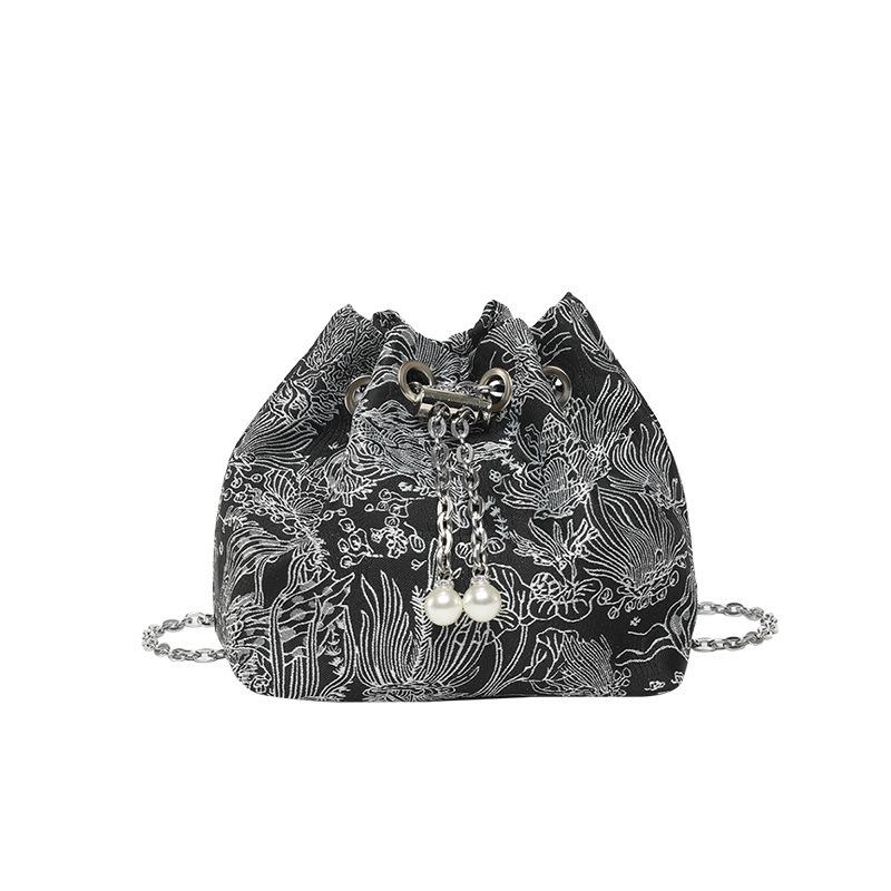 New Chinese style national style women's bag handbag 2025 new bucket small bag simple chain single shoulder oblique span bag