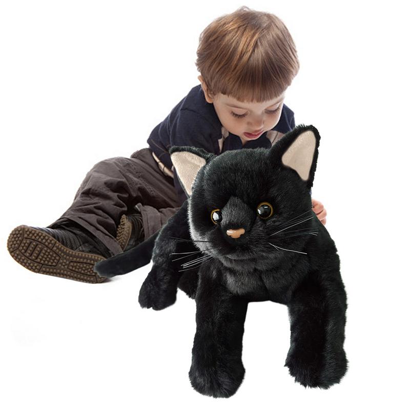 Schwarzes Katzen Plüschtier Stofftier Schwarzes Kätzchen Puppe Kissen Jungen Mädchen Weiche Spielzeuge Kinder Geburtstagsgeschenke Niedliches Plüschtier
