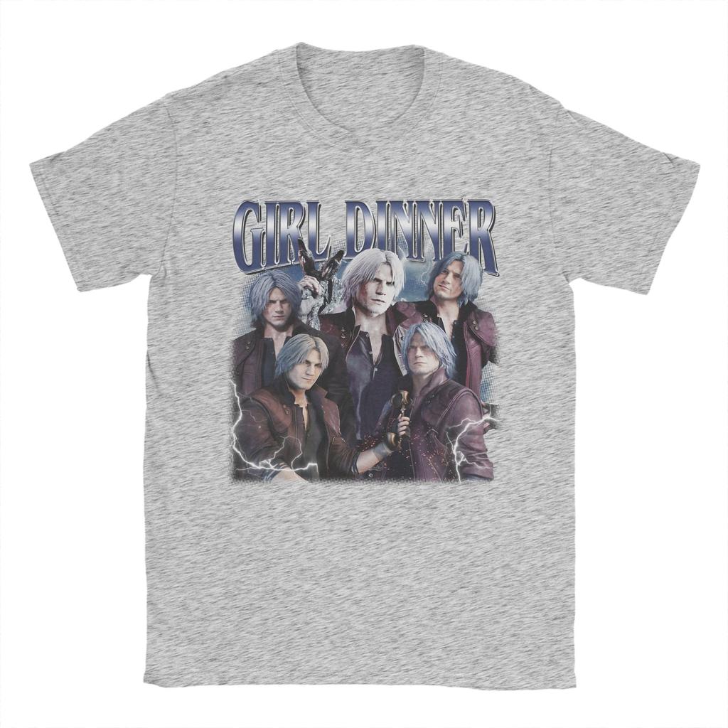 Men Dante Devil May Cry Girl Dinner T Shirts  Cotton Clothes Novelty Short Sleeve Round Collar Tees Classic T-Shirts