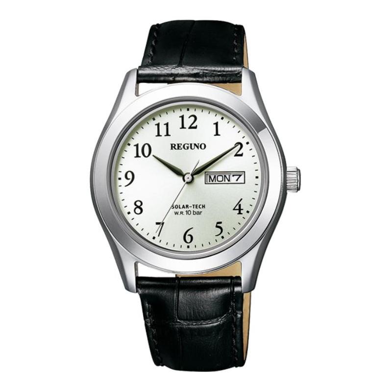 

CITIZEN 100 meters waterproof solar Quartz leather strap men s watch silver dial KM1-211-10 срібний