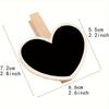 55pcs Heart-Shaped Wooden Chalkboard Clips with Pegs Black Wood Mini Message Board for Notes Labels Wedding Decor Party Supplies