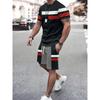 New Casual 3D Digital Printed Short Sleeved Shorts Comfortable Set for Men, 2-piece Set, Fashionable, Lightweight, Breathable
