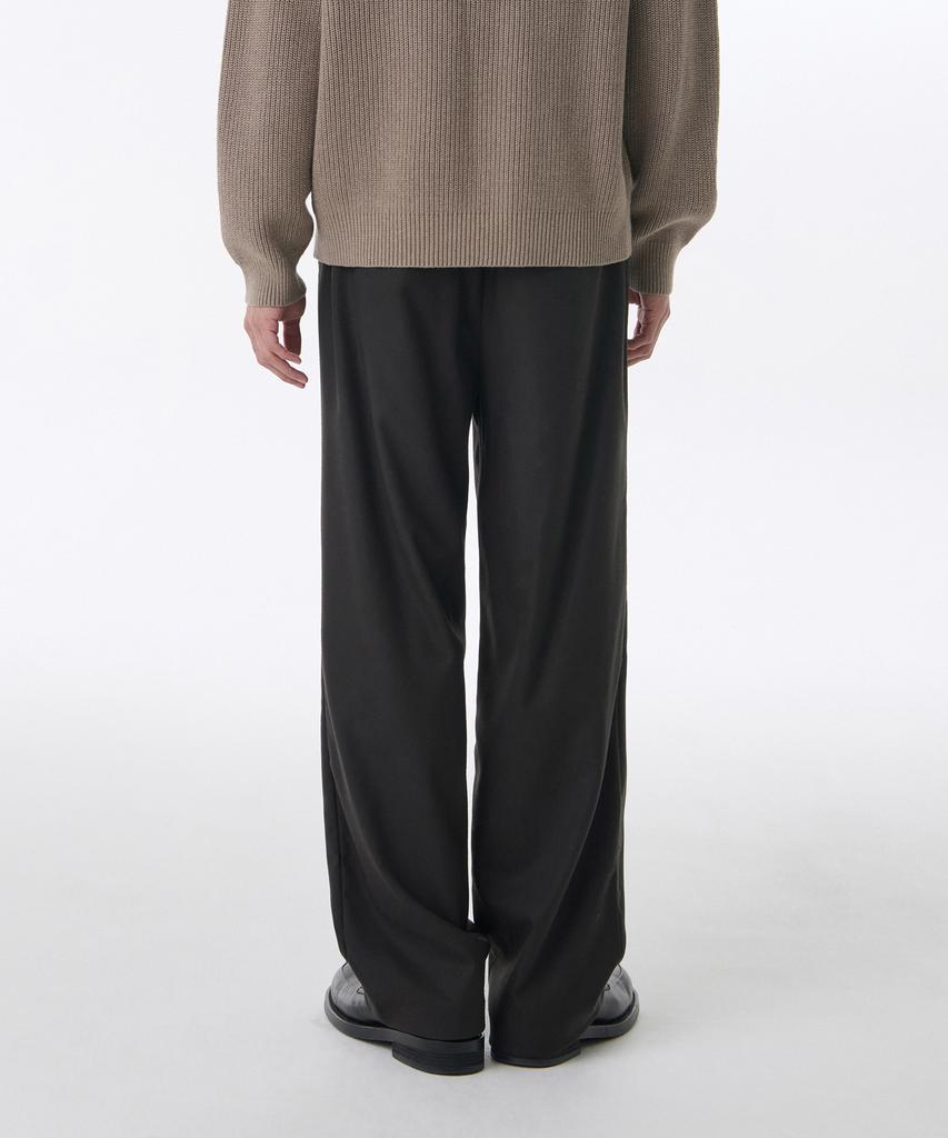 MUSINSA STANDARD Brushed One-Pleat Wide Banded Slacks [Dark Gray]