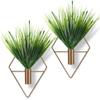 4 Pieces Bronze Wall Decor Hanging Planters with Artificial Aquatic Plants Metal Hanging Vase Indoor Plants Holder Modern Boho